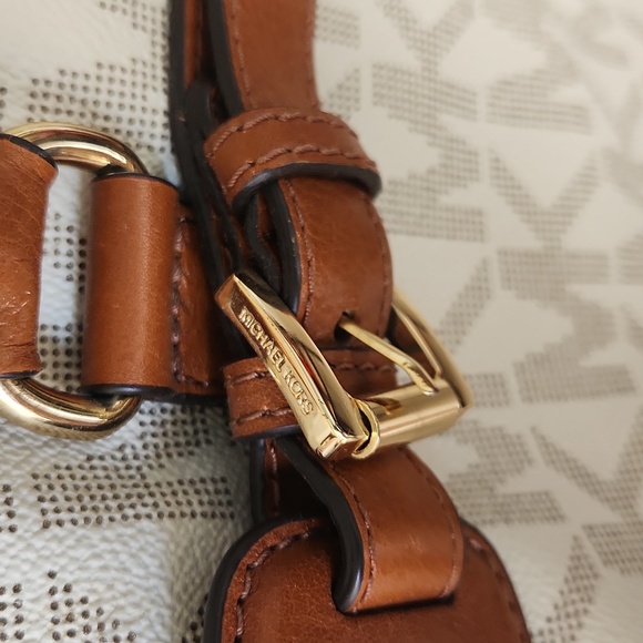 Michael Kors large brown and tan logo monogram tote fancy business shoulder bag - Picture 12 of 17